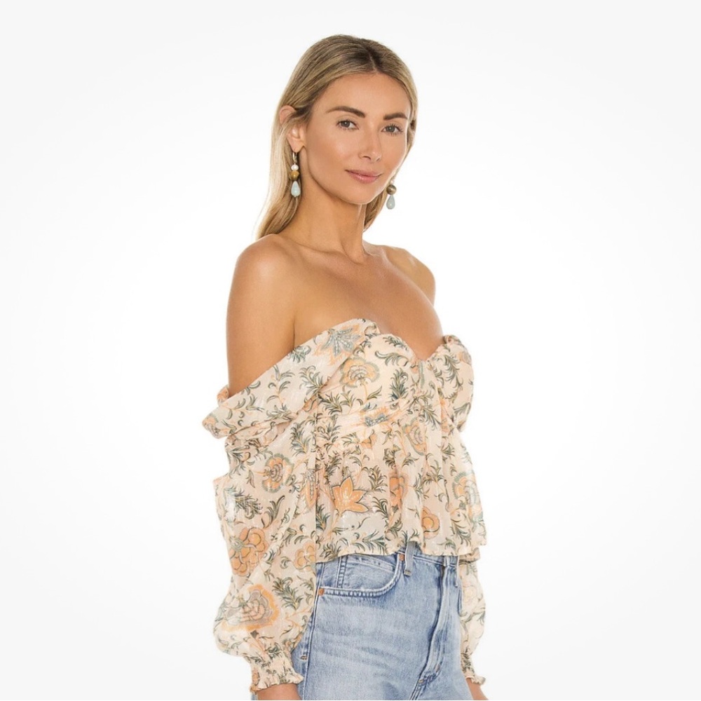 House of Harlow 1960 Floral Off-Shoulder Blouse
